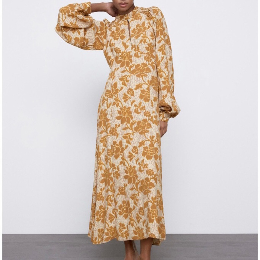 ZARA MIDI FLORAL PRINT DRESS